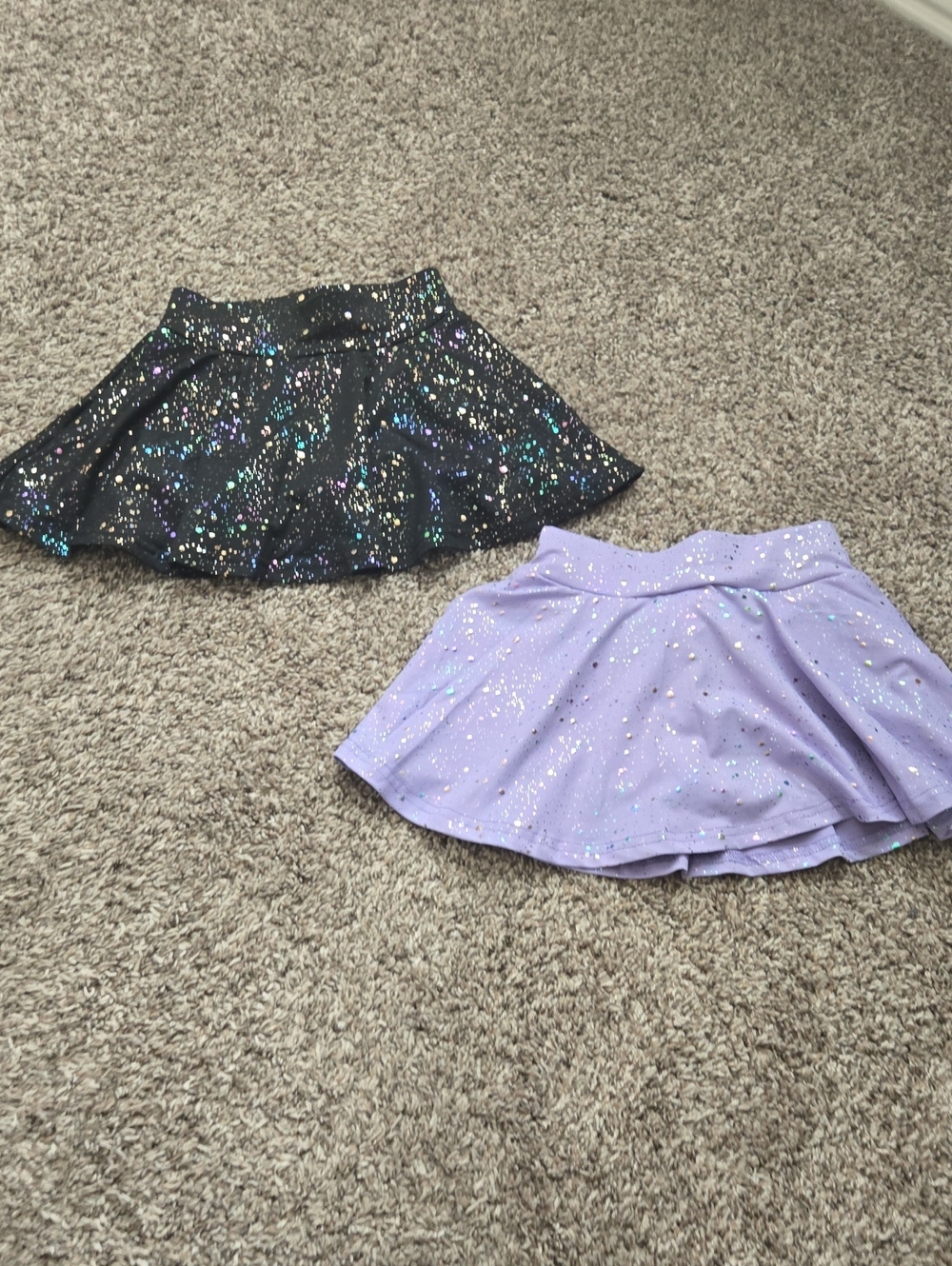 Girls' Glitter Skater Skort - Black and Lavender